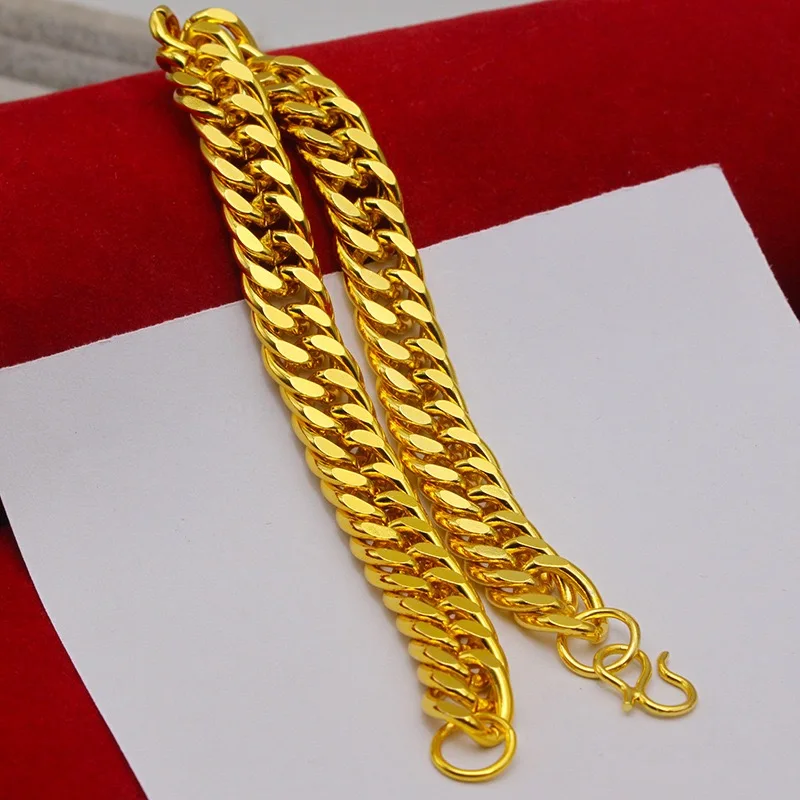 24K 9999 pure gold luxury real gold men's necklace with chain link clasp