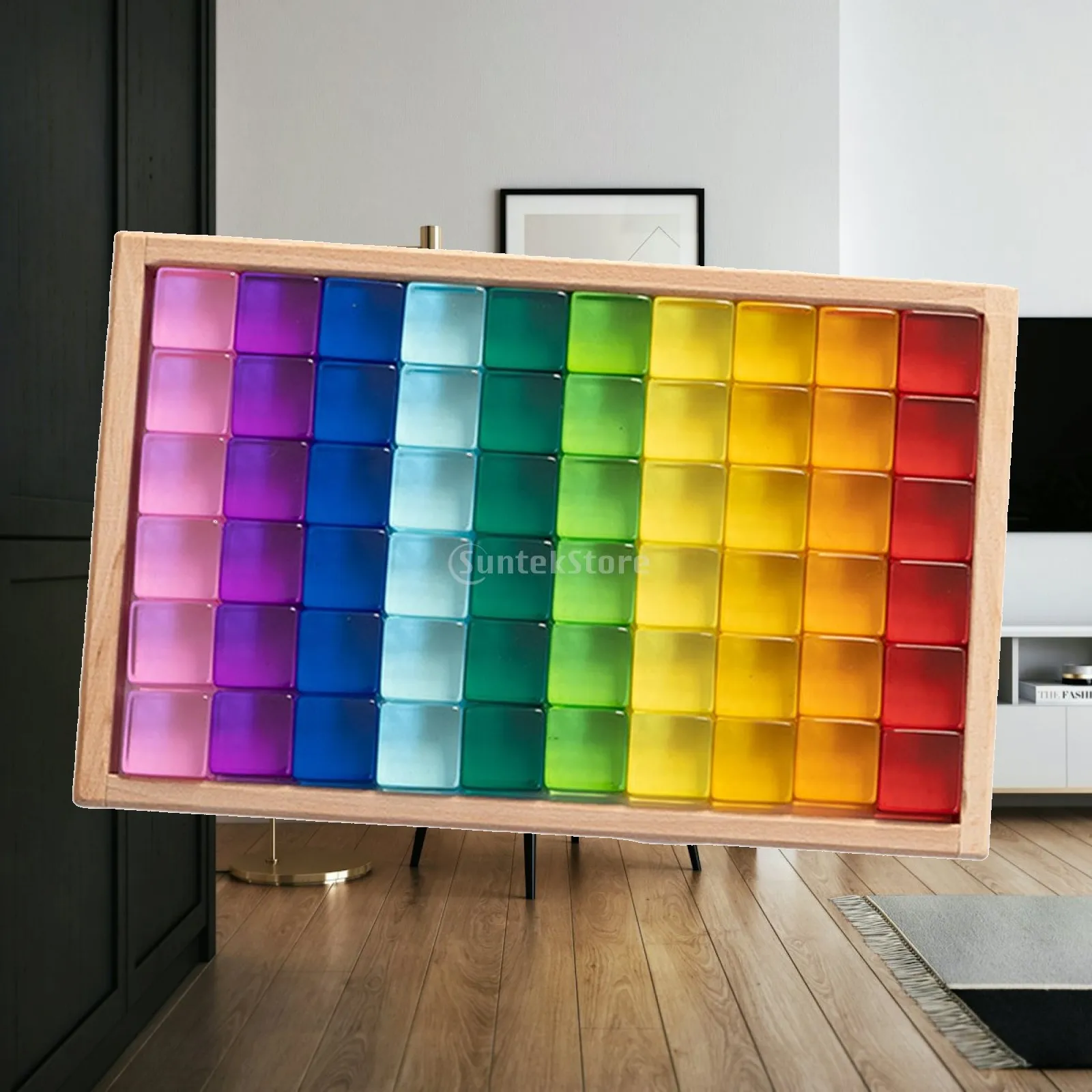 Translucent Rainbow Building Cubes Set Building Blocks Toy Learning and Educational Toy Stacking Matching Game for Children