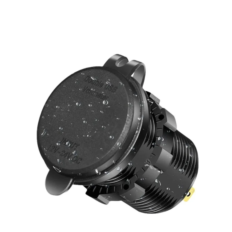 شاحن سيارة معدل بواجهة USB مزدوجة شاحن سيارة صغير للهاتف المحمول USB سبائك الألومنيوم التبديل شاحن سيارة