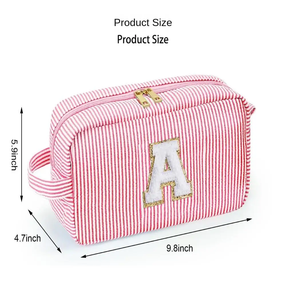 Double Zipper Design Large Capacity Pencil Case 26 Letters Large Capacity Letter Makeup Bag Classified Storage Fashionable