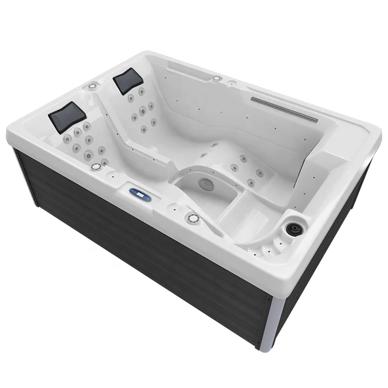 New Massage Waterfall Outdoor Spa Swim Pool square Hot Tub with LED Factory Price Jacuzzier Function 3 Persons