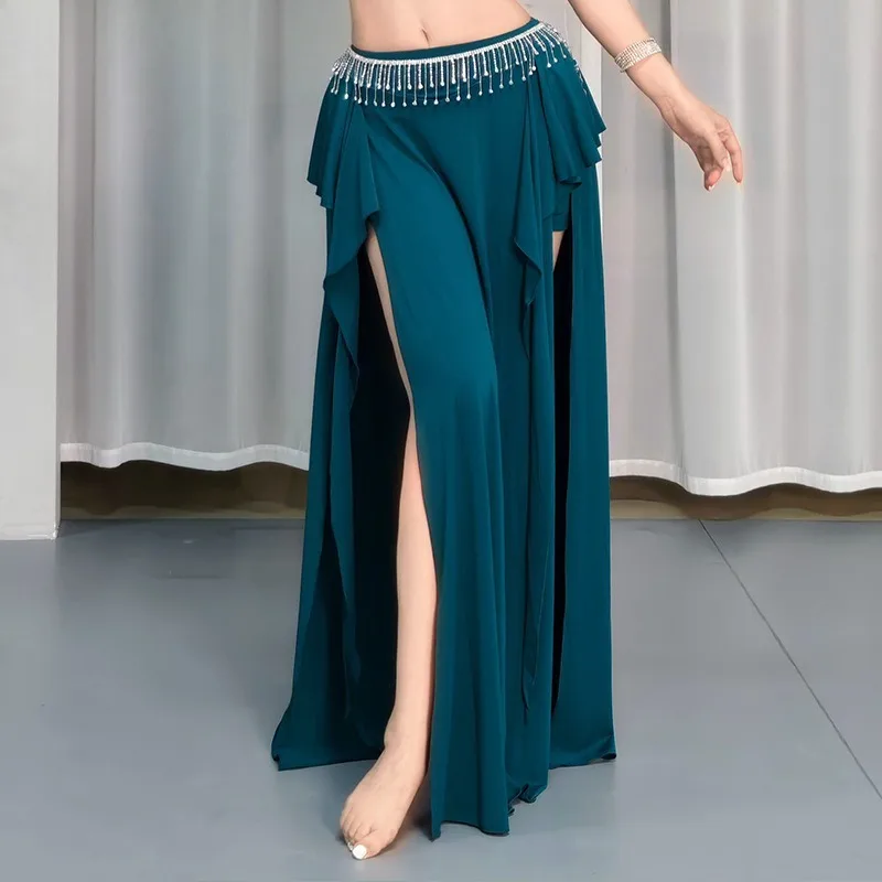 

New Oriental Dance Half Skirt Slim Side Slit Long Skirt for Belly Dance Practice Beginners