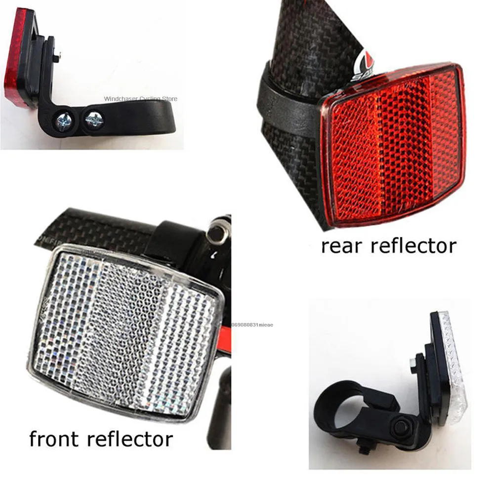 1pc Front & Rear Bike Bicycle Reflector Set Red White Fixings Mounting Bracket Warning Light Safety Lens Bicycle Accessorie