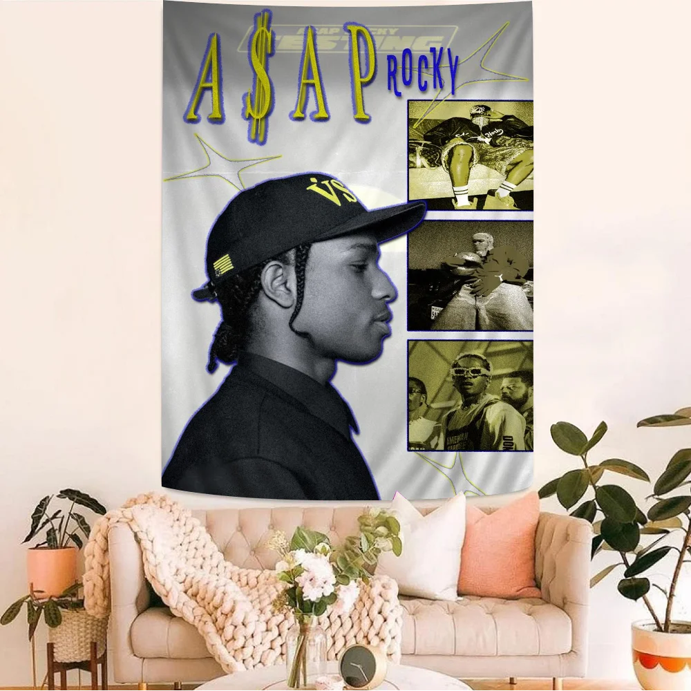 Hip Hop Rapper Asap-Rocky Hippie Wall Hanging Tapestries Art Science Fiction Room Home Decor Kawaii Room Decor