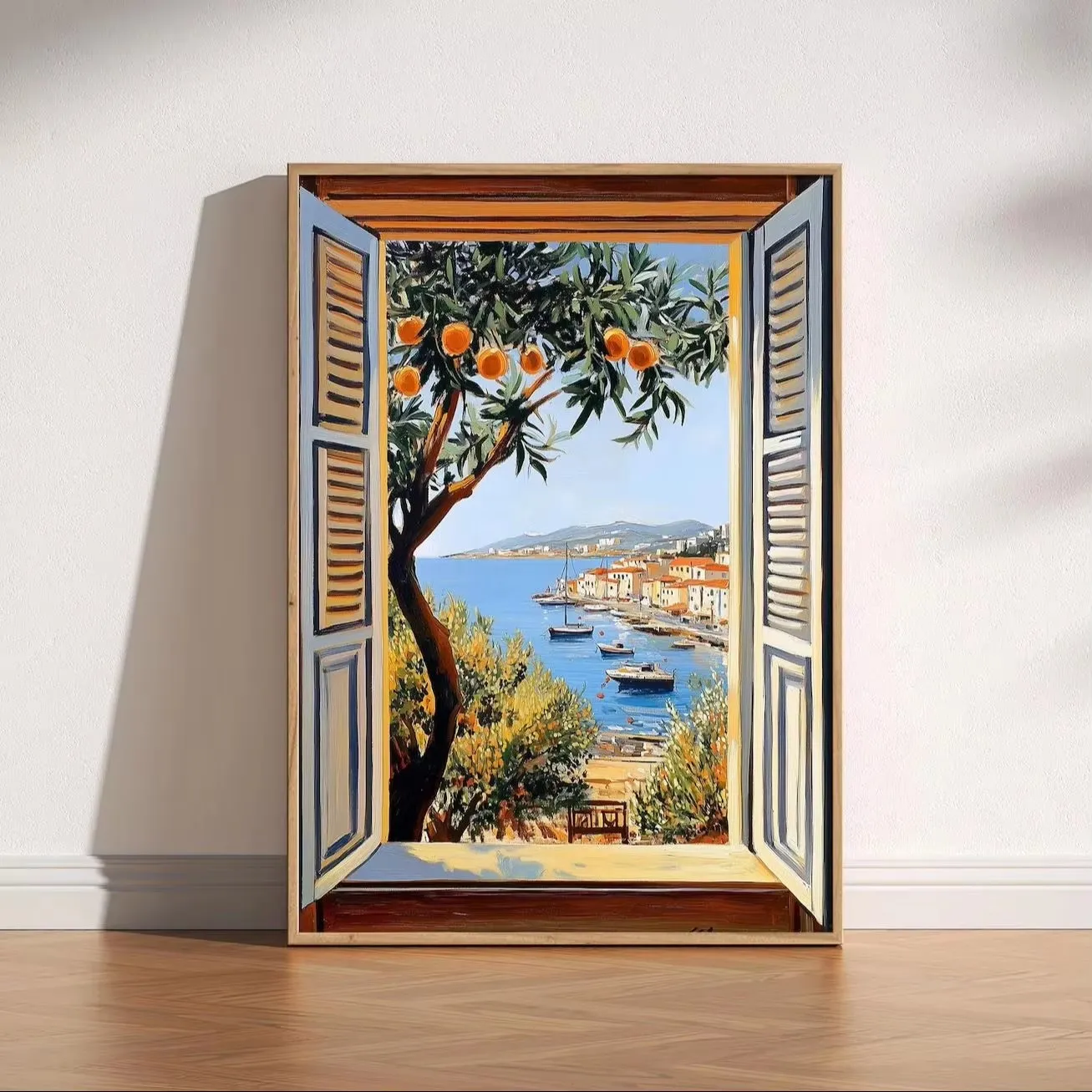 1pc frameless Canvas Painting Open Window Henri Matisse Canvas Print Fauvism Style Modern Artwork Mediterranean Sea Orange Tree