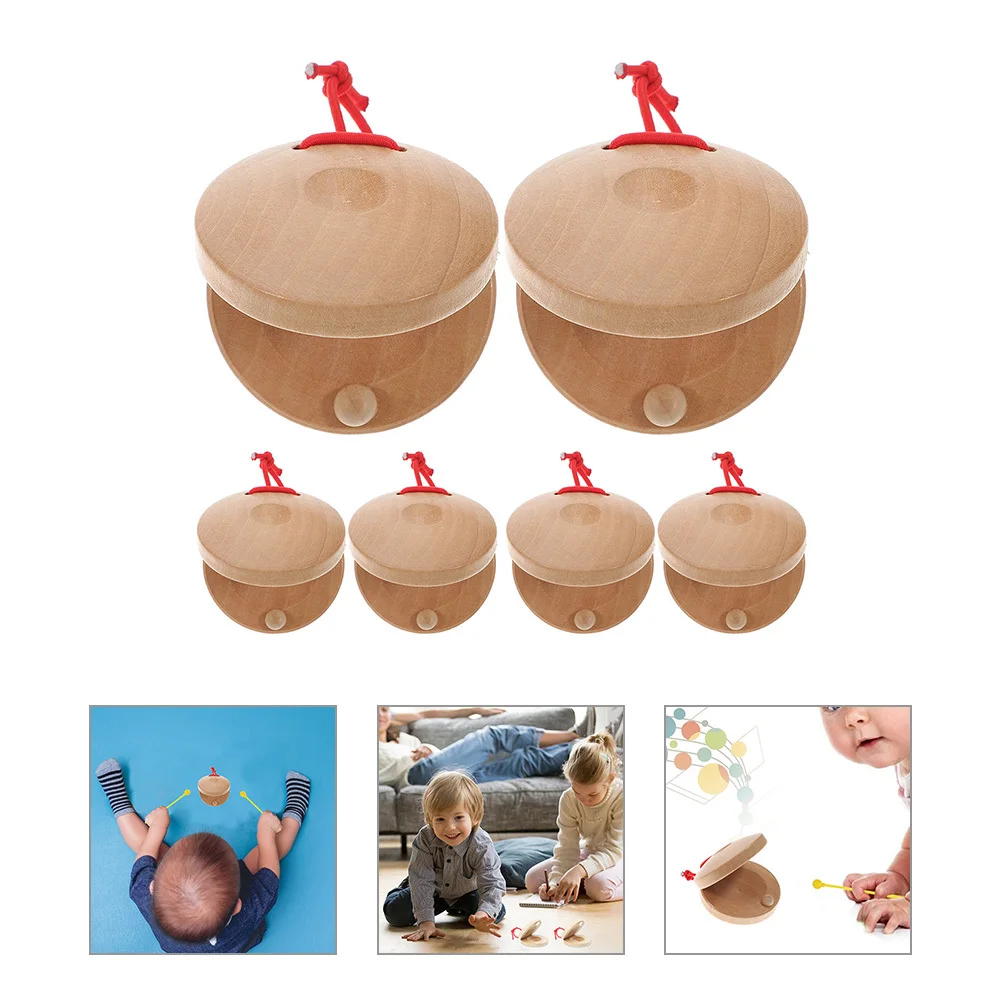 

6Pcs Wooden Finger Castanets Small Lightweight Musical Instruments Hand Percussion Instrument for Music Learning