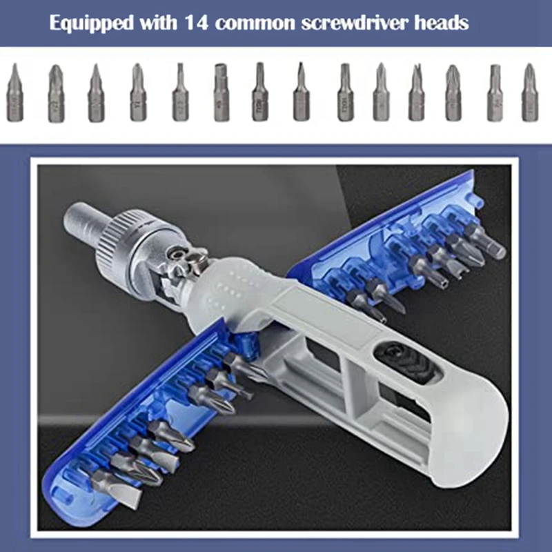 TOP Ratchet Screwdriver 14 In 1 Multifunctional Adjustable Angle Drill Professional Repair Tool Set