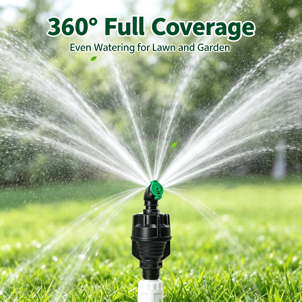 Plastic Rotating Sprinkler Head with 1/2 Inch Male Thread for Efficient 360 Degree Water Coverage in Green Spaces