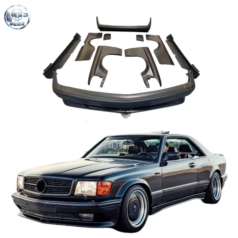 For Mercedes-Benz S Coupe C126 / W126 Upgrade AMG-style Body Kit Front Side Skirts Rear Bumper Fender