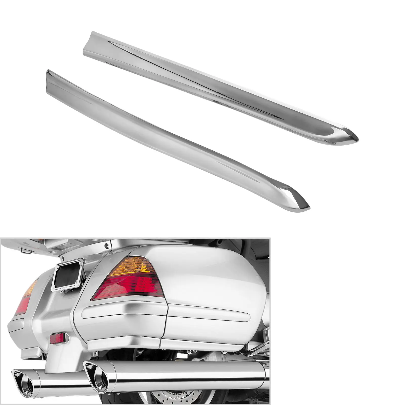 Motorcycle Left & Right Trunk Saddlebag Moulding Chrome For Honda Goldwing GL1800 2001-2011 2010 2009 2008 07 06 05 04 03 02