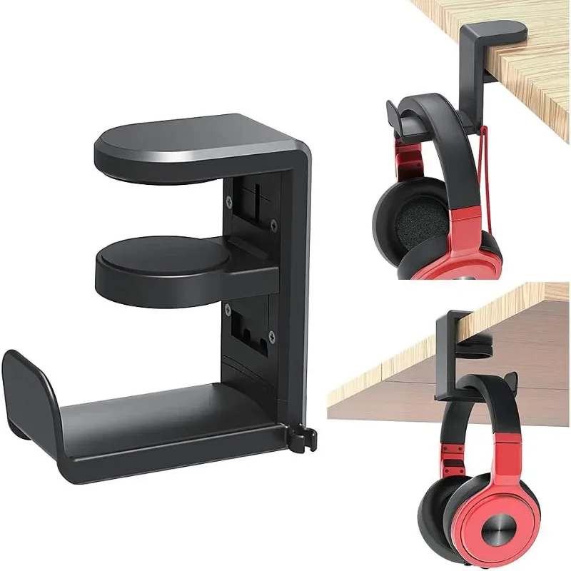 Deskside Clip-On Headset Holder Hanging Bracket Internet Cafe Headset Bracket Hanger Storage Headset Holder Without Punch Holes