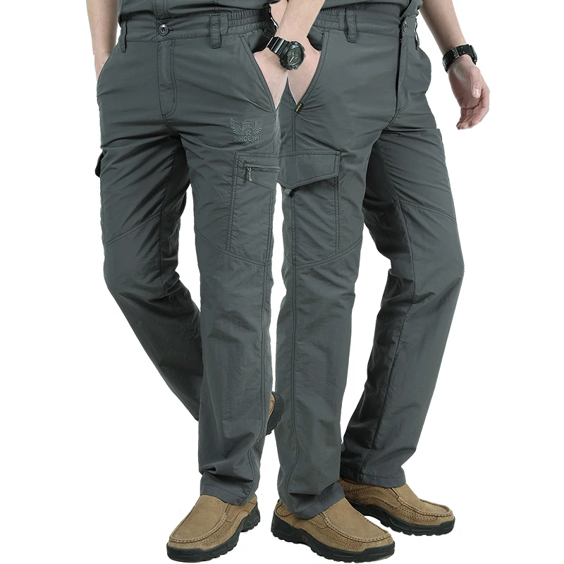 Sommer leichte Arbeits hose Herren Outdoor wasserdichte Jagd Kampf Angeln Tarnhose lässige Multi-Pocket Cargo hose