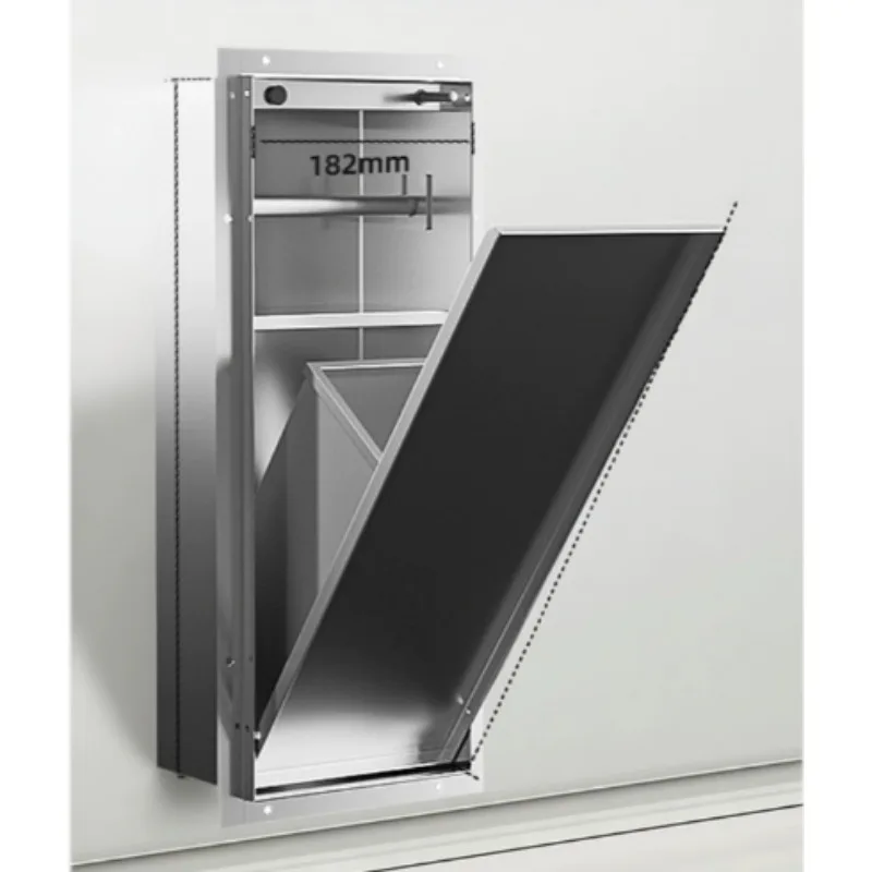 Hidden Stainless Steel Niche Bathroom Toilet Shelf Built-in Trash Can Metal Alcove Cabinet Beside The Toilet