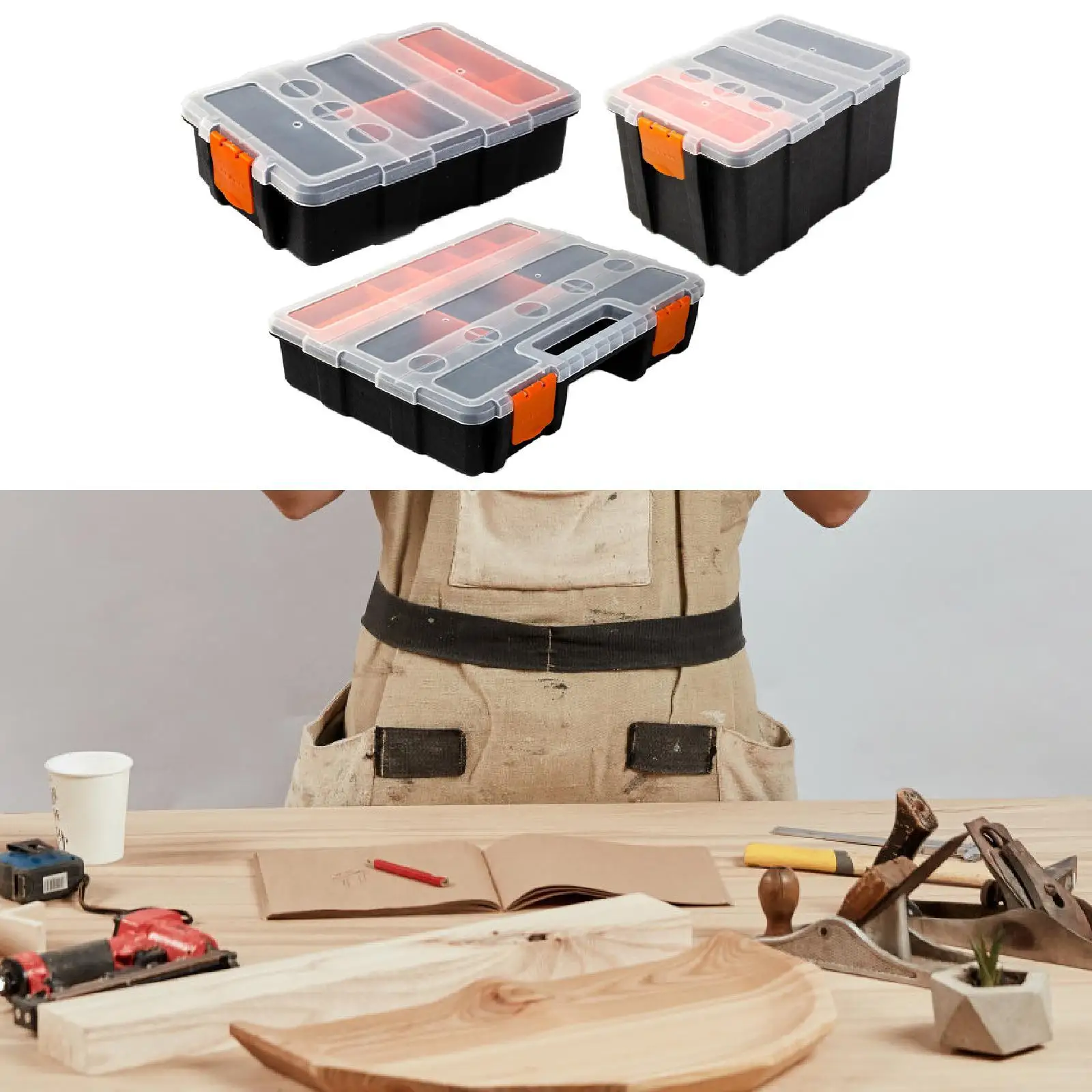Scatola per componenti elettronici Scatola hardware Multi griglia Piccoli divisori rimovibili Cassetta degli attrezzi per bulloni di fissaggio Appassionato di artigianato