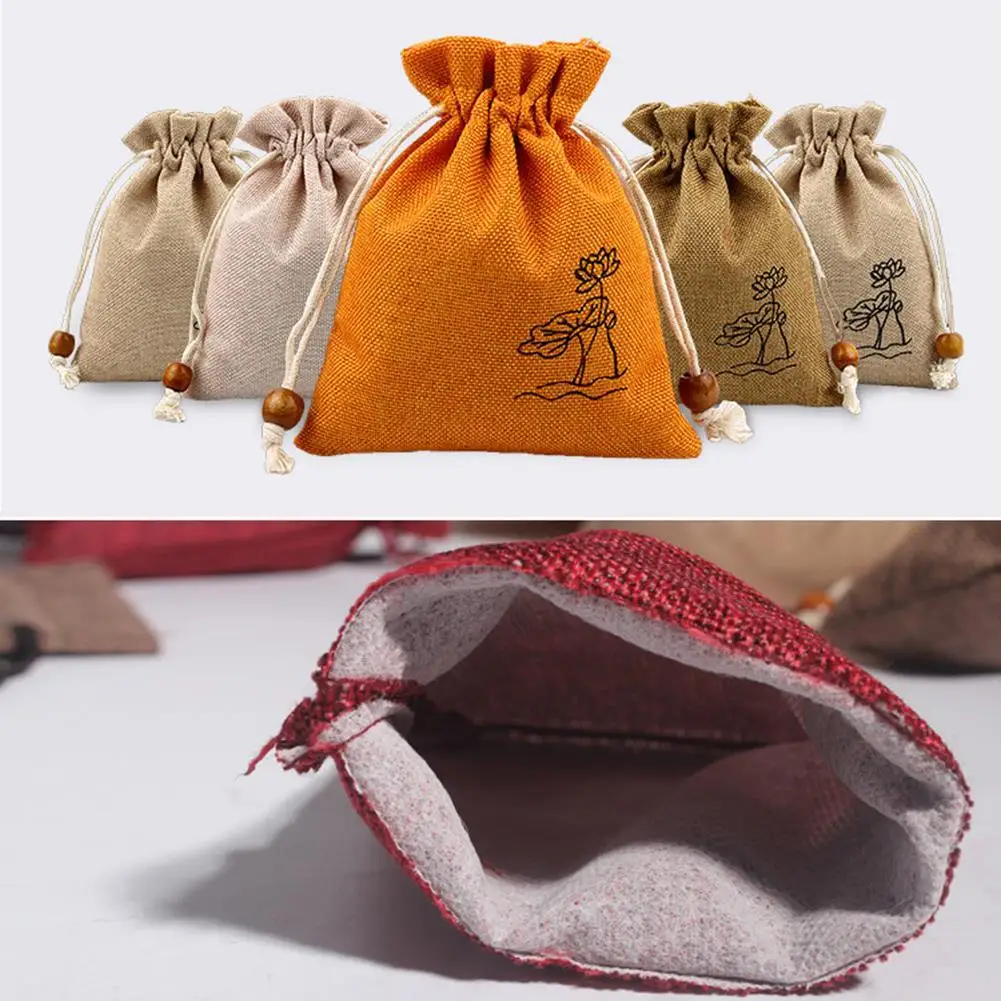 

1pc Natural Burlap Cotton Linen Drawstring Gift Bags Favor Wedding Christmas Gift Bag Jewelry Packaging Bags&Pouches