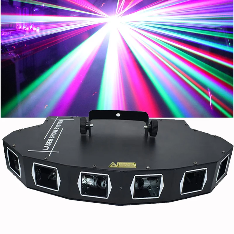 6 lenzen RGB Full Color DMX 512 Scannen Lijn Laser Podiumlicht Projector Disco Bar Show DJ Party Verlichting Kerstvakantie Lamp