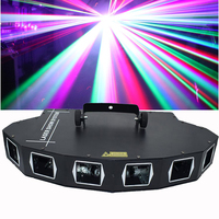 6 Lenses RGB Full Color DMX512 Scanning Line Laser Stage Light Projector Disco Bar Show DJ Party Lighting Christmas Holiday Lamp