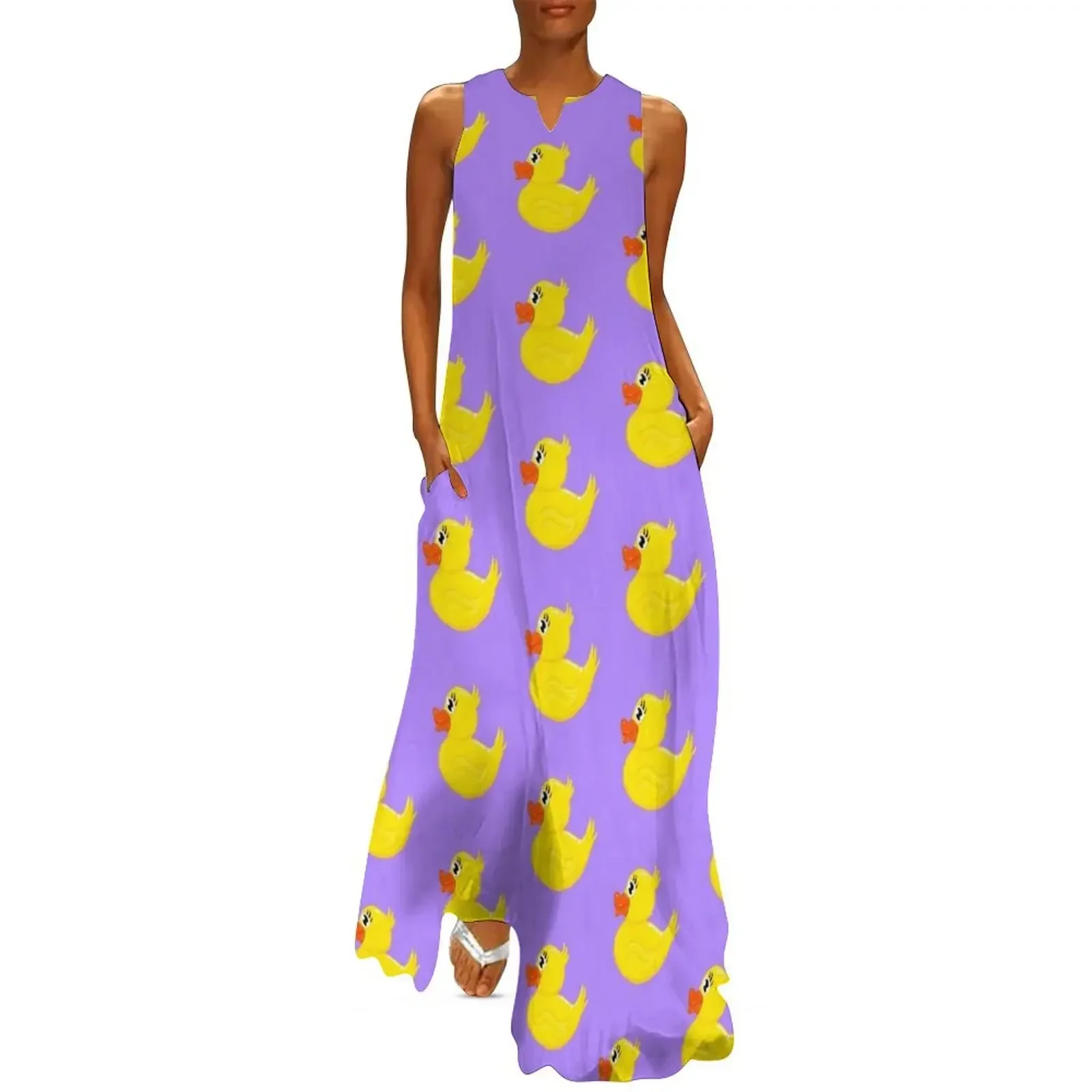 

Rubber Duck print purple Long Dress Dresses gala elegant women's dresses for wedding Elegant gowns dresses korean style Dress
