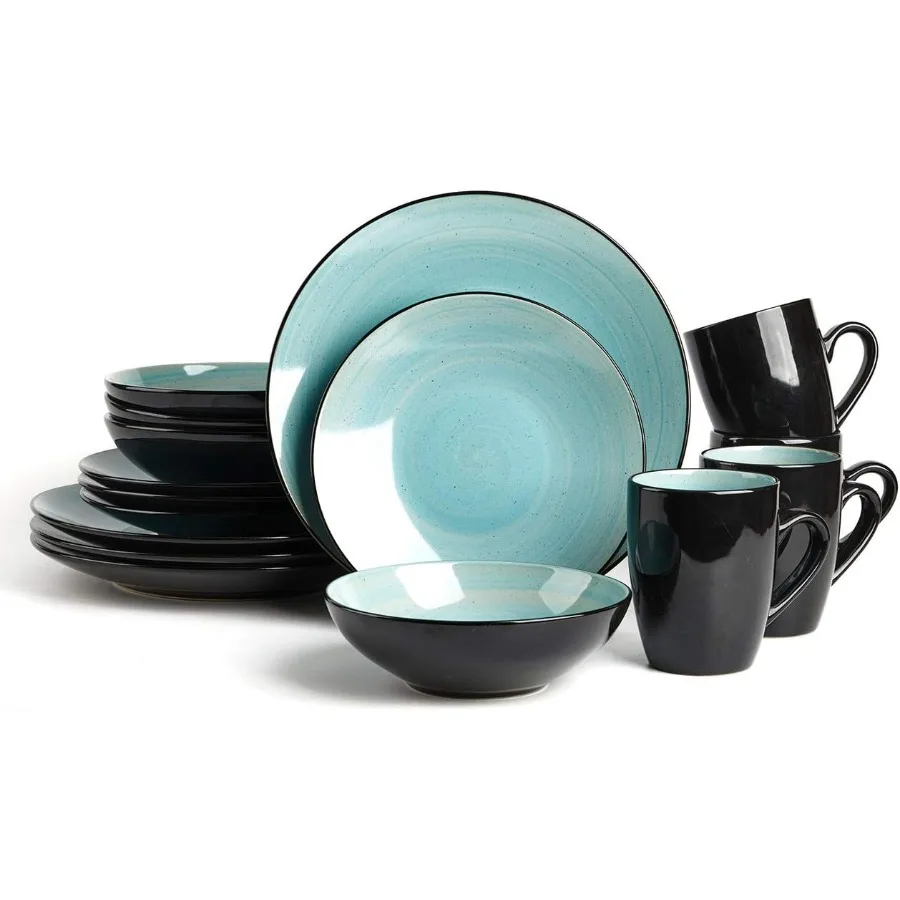 

Набор столовой посуды Stoneware Sonoma, черный + крапчатый, бирюзовый