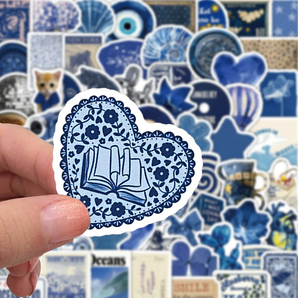 

10/30/50/100pcs INS Style Simple Blue Art Stickers Aesthetic Decal Decoration DIY Skateboard Laptop Helmet Cute Graffiti Sticker