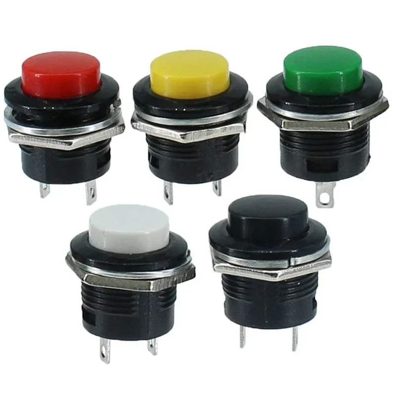 10Pcs Momentary Push Button Switch 16mm Momentary 6A/125VAC 3A/250VAC Round Switches R13-507