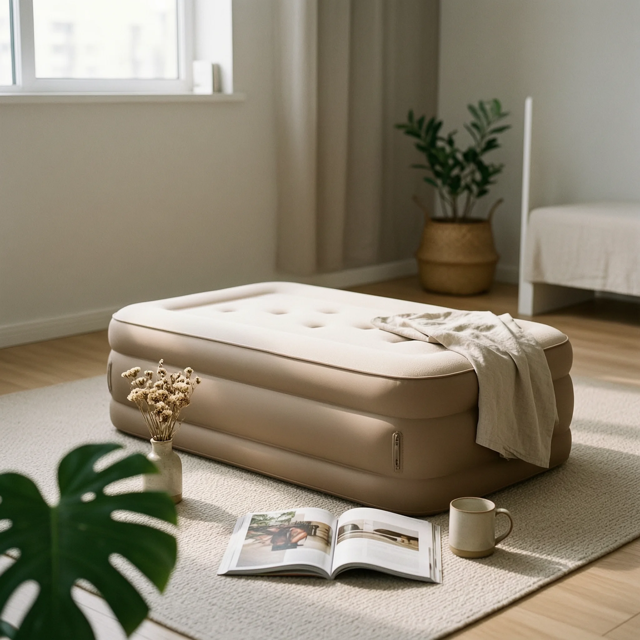 Inflatable Travel Mattress with Pump Manual-inflation Sleeper Berth Extension Pad for Train Compartments