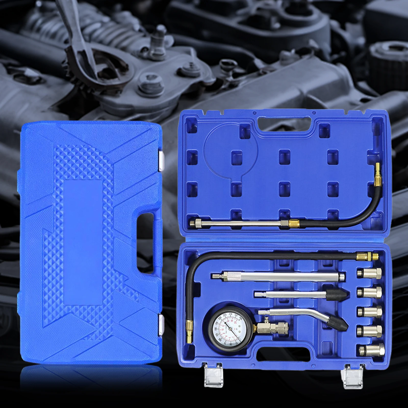 

11Pcs Cylinder Pressure Gauge Tool Set Multifunctional Engine Gauge Auto Tool Rust Proof Small Engines Cylinder Pressure Tester