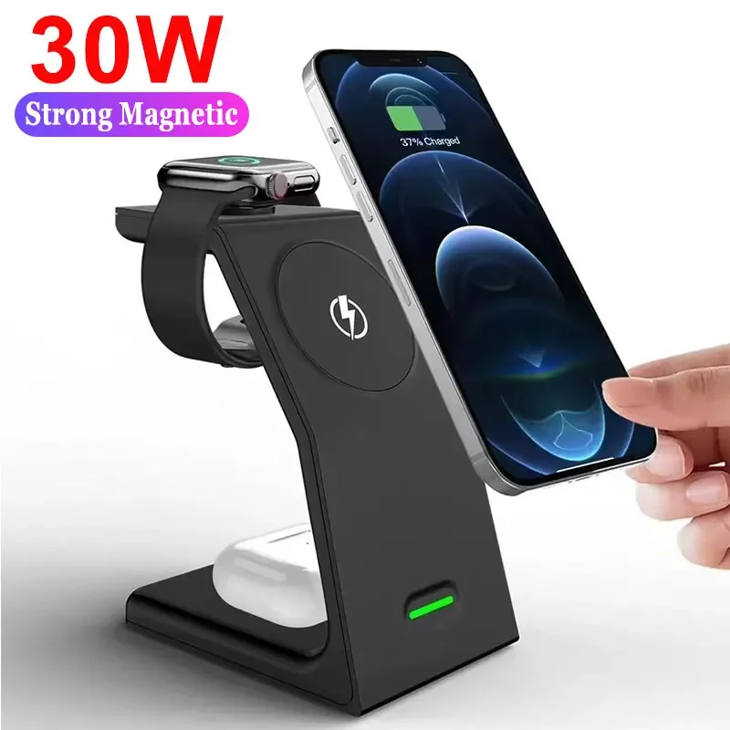 30W 3 in 1 Wireless Charger Stand For iPhone 15 14 13 12 Pro Max Apple Watch Airpods Pro Fast Charging Station For iWatch 8 7 6