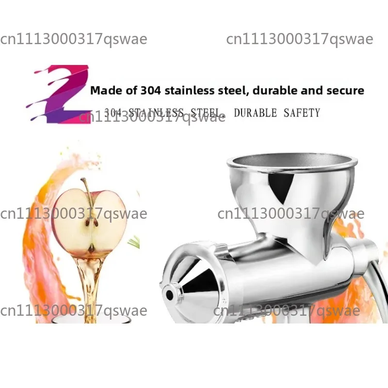 304 Stainless Steel Hand Crank Manual Juicer, Household Squeezer for Wheatgrass, Celery, Ginger, Pomegranate and Vegetables