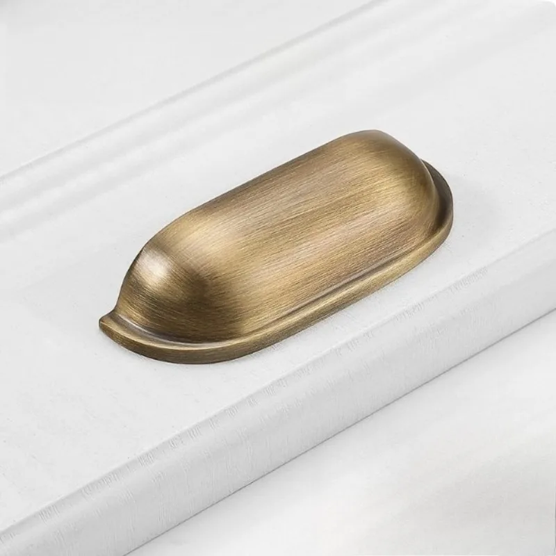 Poignées de meubles en Bronze Antique, poignées d'armoire de cuisine en laiton massif, boutons ronds de tiroir en forme de coquille, poignées de garde-robe