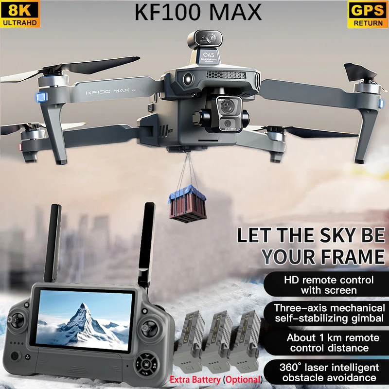 KF100 MAX GPS Drone 4K Camera 3-Axis Gimbal WIFI Obstacle Avoidance Touch Screen FPV Brushless EIS Electronic RC Quadcopter Toys
