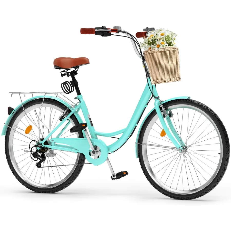 

24 26 Inch Beach Cruiser Bike for Women 1 7 Speed Commute Bike for Adults Womens Bicycle with Adjustable Seat Multiple Color Op
