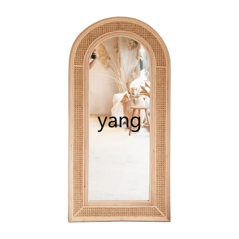 RQ wind rattan dressing full body floor special-shaped mirror homestay home living room bedroom