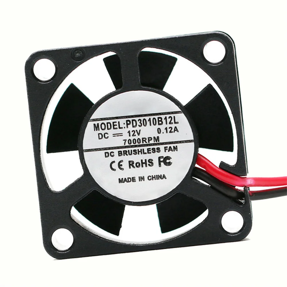 PD3010B12L DC 12V 0.12A 3010 Cooling Fan 30x30x10mm 30mm Brushless Axial Fan Quiet Dual Ball Bearing for 3D Printer Projector Ro