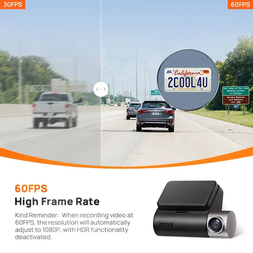 Imagen 2 del producto 70mai Dash Cam A510 1944P HDR GPS ADAS 4G conectividad 70mai 4G cámara frontal A510 coche DVR 24H soporte de estacionamiento cámara trasera