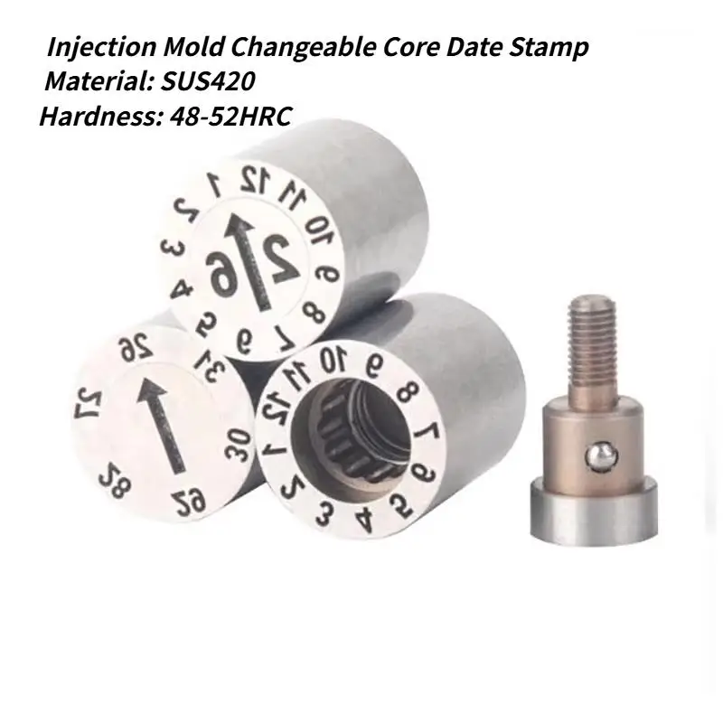 2PCS/5PCS SUS420 Injection Mold Changeable Core Date Stamp Year Month Day Marking Pin Date Code Insert
