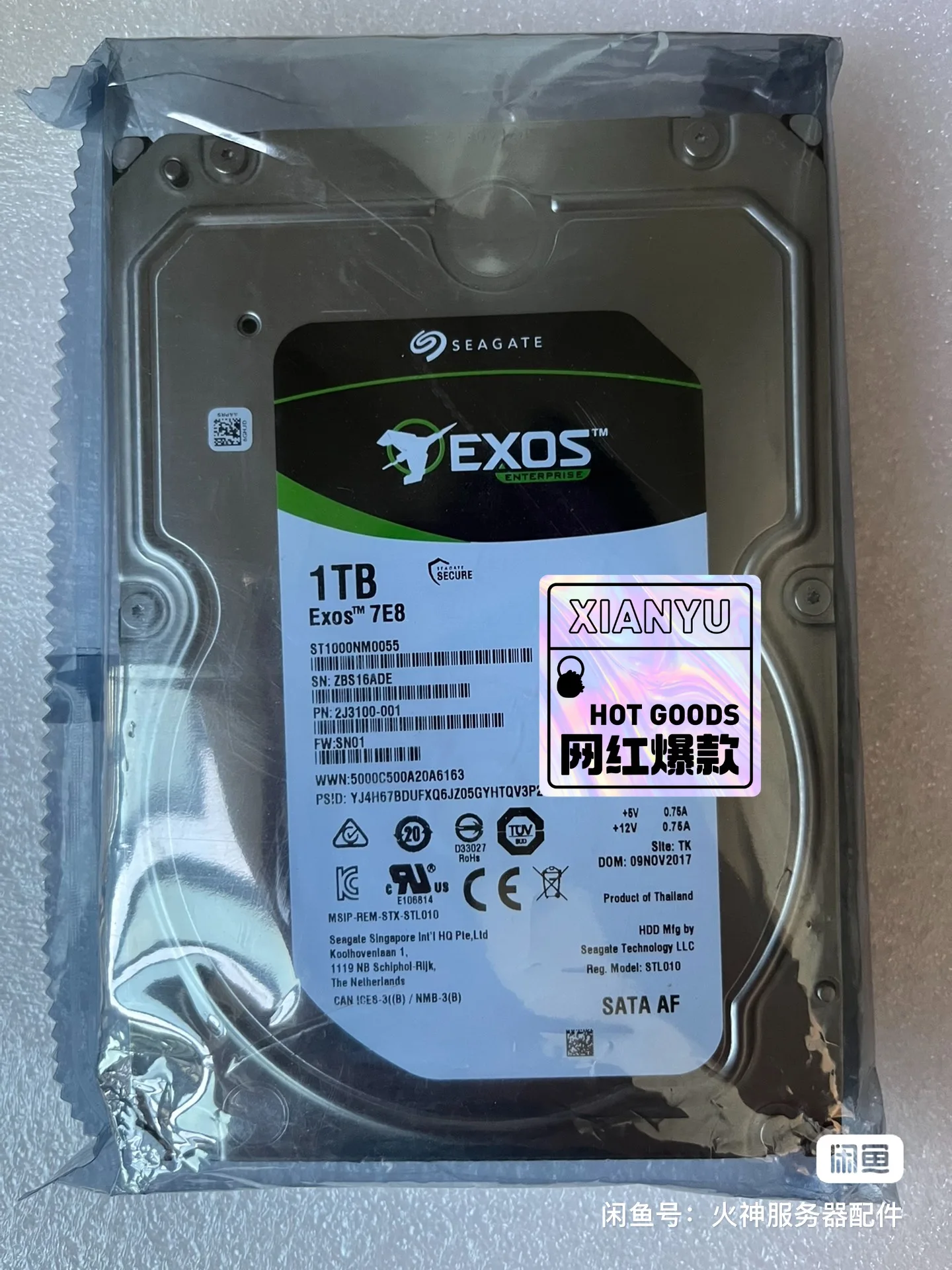 

Для EXOS 7E8 Seagate ST1000NM0055 Enterprise, емкость 1 ТБ, 7200 об/мин, SATA 6.0 ГБ/с