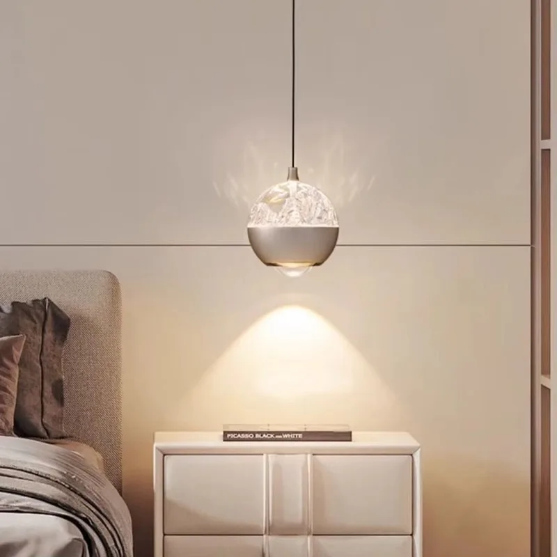 Nordic Minimalist Pendant Lights Living Luxury Ice Pattern for Room Background Wall Entrance Hall Bedroom Bedside Hanging Lamp