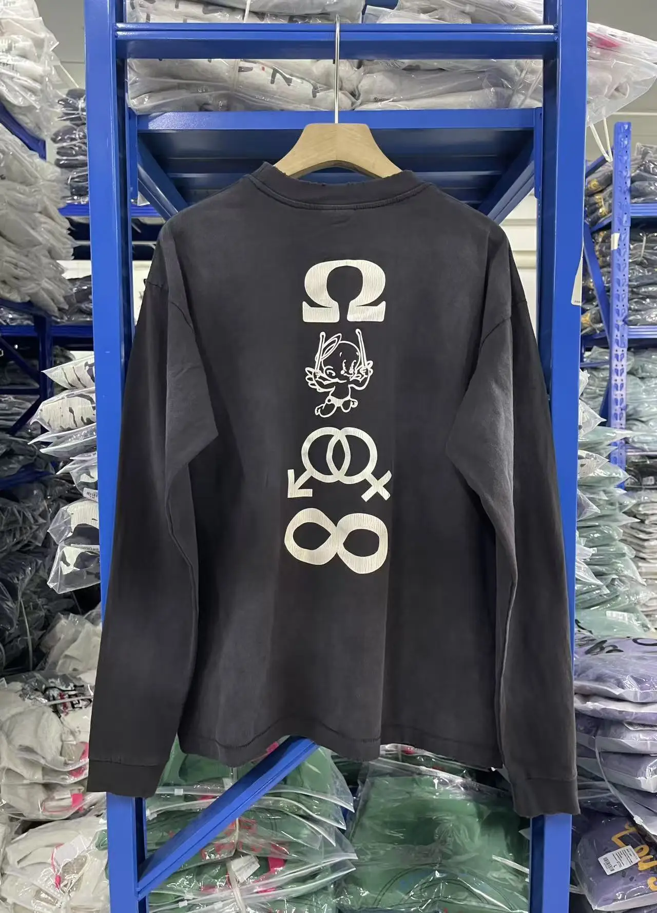 Good Quality 2025 New White  Washed Saint Long Sleeve Print  Fashion Men Women Cotton  Japan Style Vintage T-Shirt