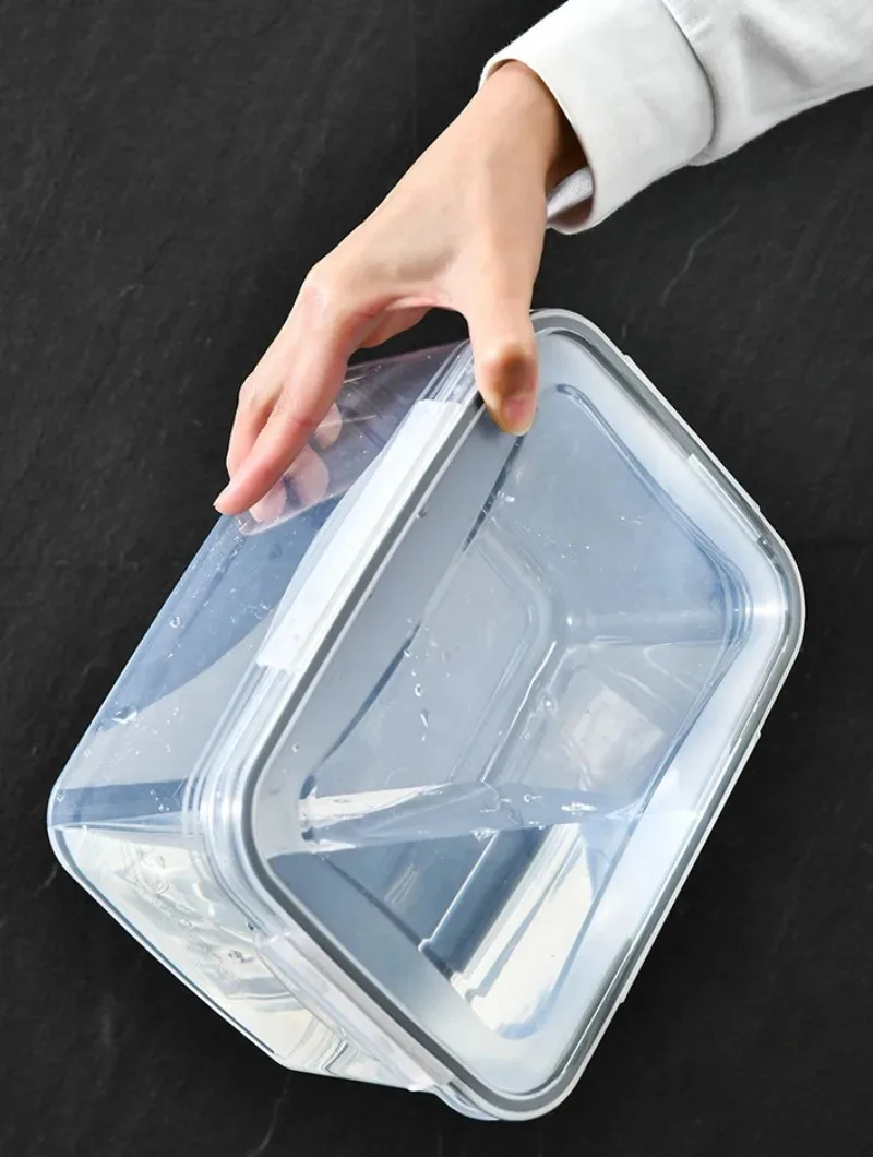 Refrigerator Preservation Box Transparent Double-layer Large Capacity Sealed Box Vegetable and Fruit Food Grade Drain Box