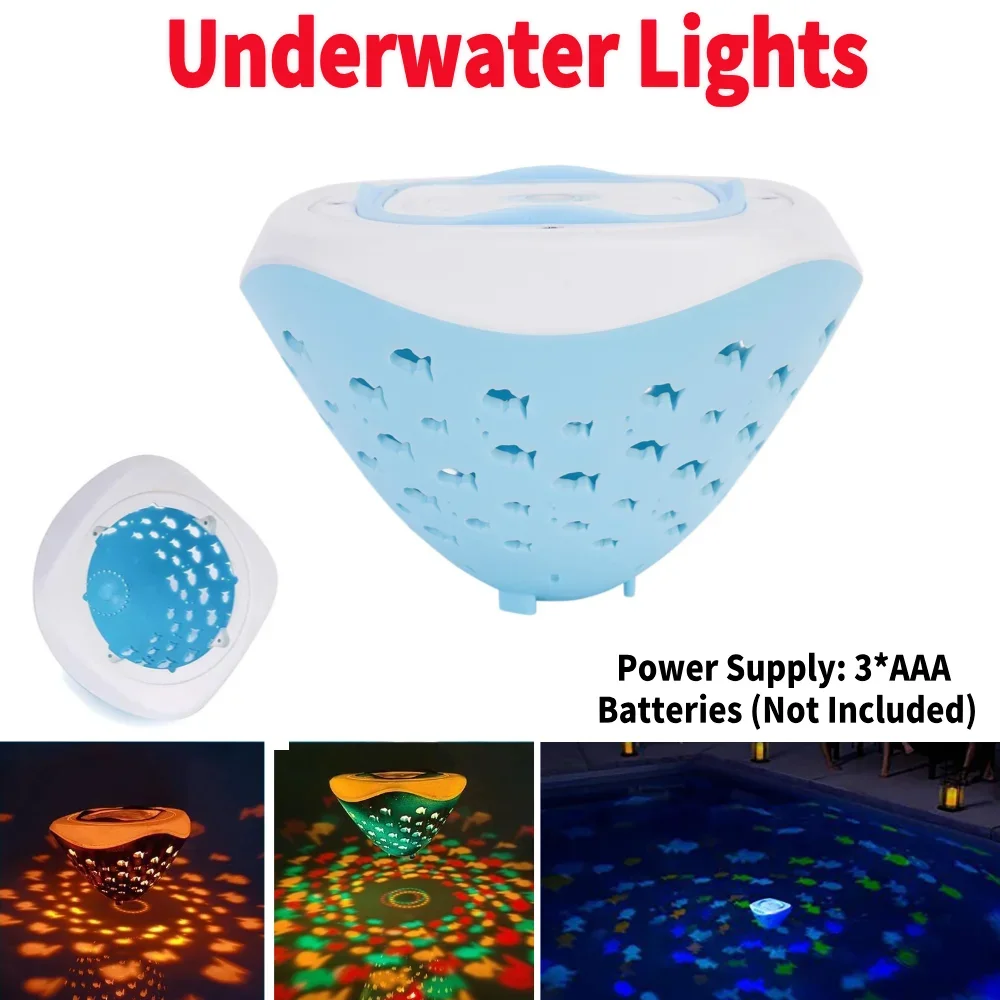 

Colorful Underwater Lights Fish Pattern Multi Color Underwater Lamp Battery Operated for Disco Pool Party