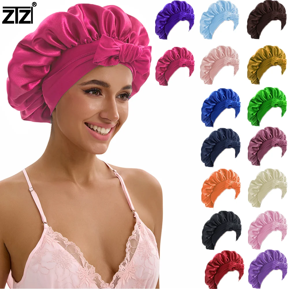 Reversible Satin Sleep Bonnet, Soft Silk Hair Wrap for Braids, Adjustable Elastic Band for Comfort, Night Hair Care for Women