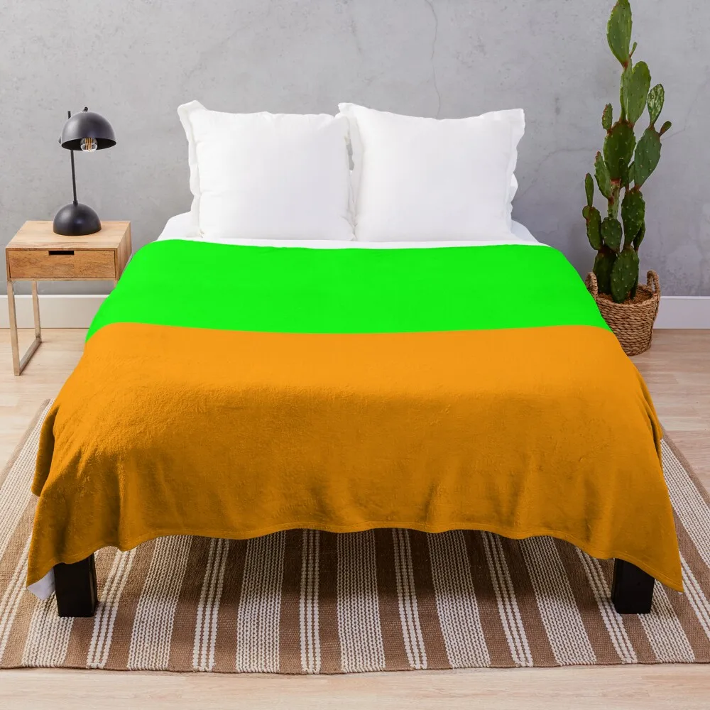 Neon Green & Orange Throw Blanket Bed Fashionable Heavy Blankets