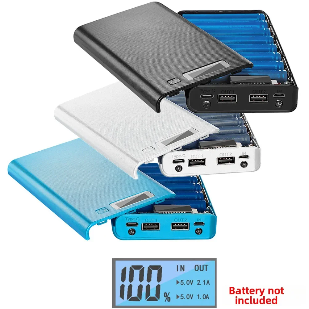 

Battery Charging Case For 8x18650 Cells Power Bank Box Dual USB Output With LED Indicator And USB Charging Ports