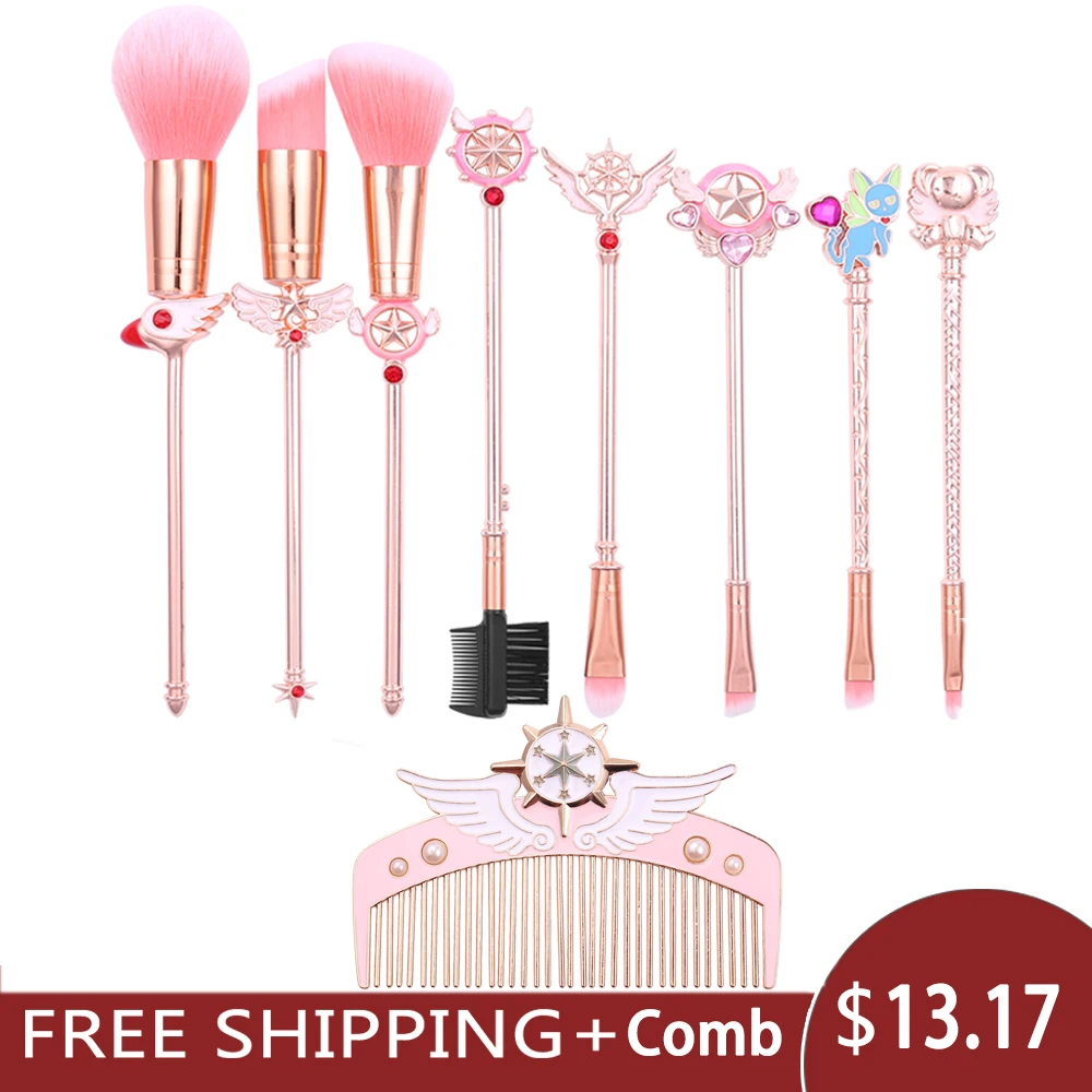 Hot! Beauty Anime Cardcaptor Sakura Makeup Brushes Set Tools Kit Powder Loose Eye Shadow Blush Synthetic Hair Best Gift Cosmetic