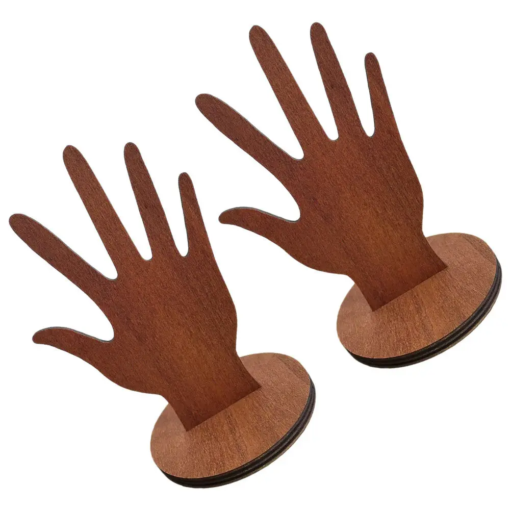 

2Pcs Wooden Hand-Shaped Ring Stand Ring Holder Display Stand for Rings Bracelets Watches Jewelry Organizer Sturdy Elegant
