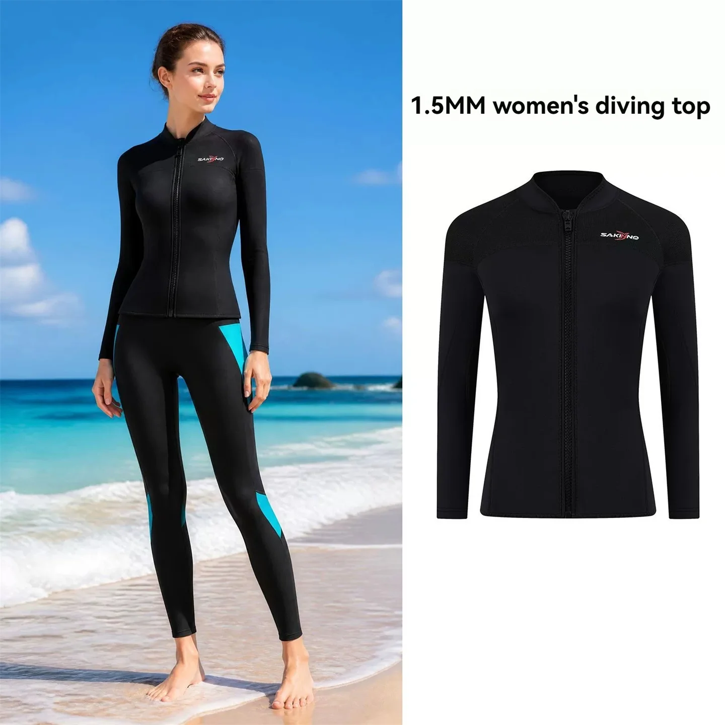 Women's 1.5MM/3MM Neoprene Diving Top Jacket Wetsuit Spearfishing Snorkeling Surfing Coat Winter Deepwater Thermal Swimwear