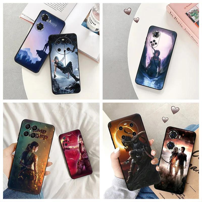 Silicone Black Phone Case for Honor x8b Magic5 x9 x7 b x6 x8 a 90 70 8x Tomb Raider Lara Croft Pixel 6a 7a 8a 7 6 8 Pro Cover