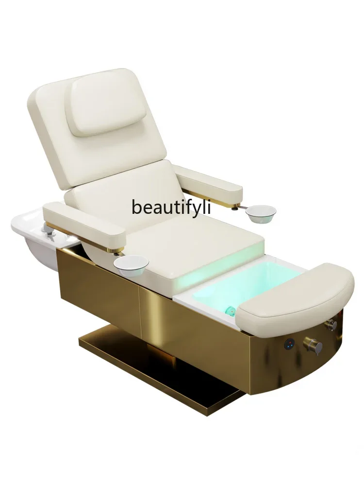 YH Electric Beauty Shampoo Chair Beauty Salon Massage Barber Shop Water Circulation Head Treatment Fumigation Facial Bed