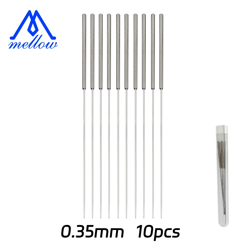 Mlellow 10pcs 3D Printer 0.35mm Nozzle Cleaning Needle Drill Fits for MK7 / MK8 / V6 / Volcano 3D Printers Parts Hotend